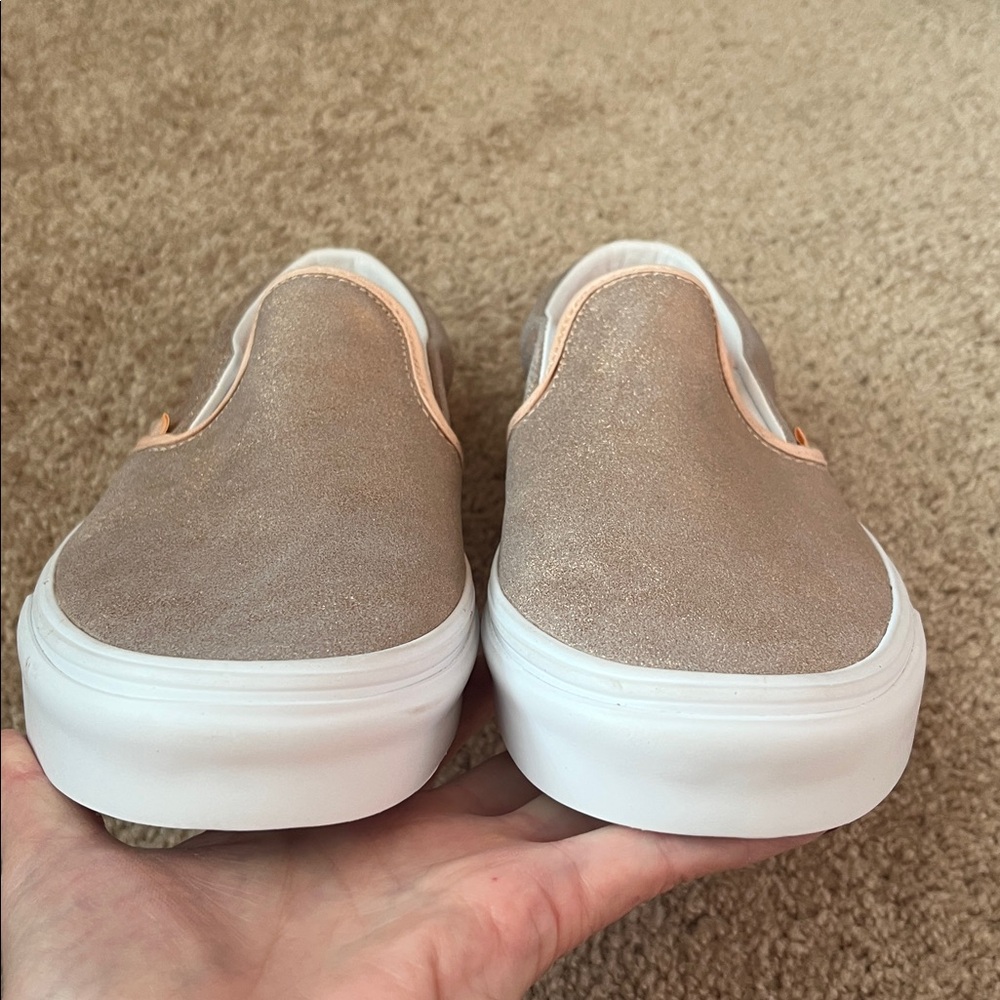 Vans Unisex Rose Gold Shimmer Slip Ons M8 W9.5 - Picture 3 of 8